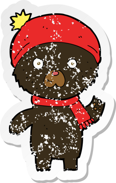 Bir insan tarafından çizilmiş siyah ayı sallayan bir çizgi filmin gerilimli yapıştırması.