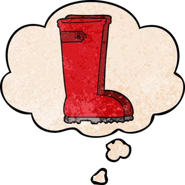 Bir insan tarafından çizilmiş grunge desenli düşünce baloncuklu Wellington çizmeleri