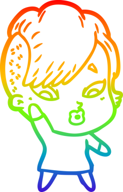 gökkuşağı gradyanı çizimi bir çizgi film kızı şaşırttı bir insan tarafından çizildi