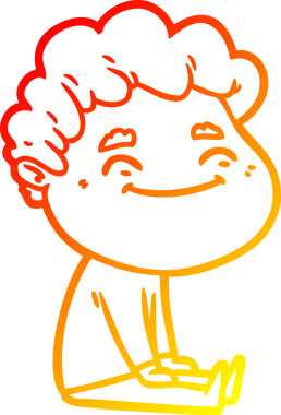 Bir insan tarafından çizilmiş, karikatür dostu bir adamın sıcak çizgi çizimi