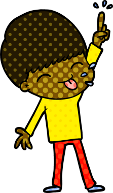 Bir insan tarafından çizilmiş mutlu çizgi film çocuğu.