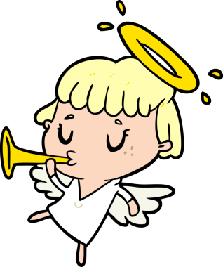 Bir insan tarafından çizilmiş sevimli çizgi roman meleği.