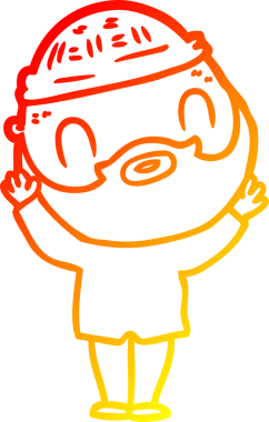 Bir insan tarafından çizilmiş sakallı bir adamın sıcak çizgi çizimi.