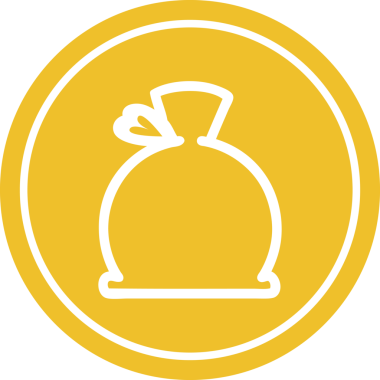 bir insan tarafından çizilmiş şişkin çuval dairesel simge