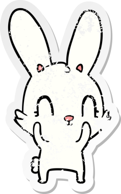 Bir insan tarafından çizilmiş şirin bir tavşanın sıkıntılı çıkartması.