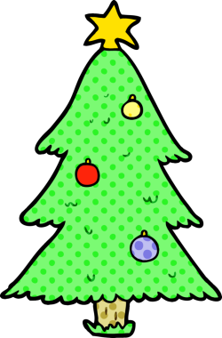 Bir insan tarafından çizilmiş karikatür noel ağacı