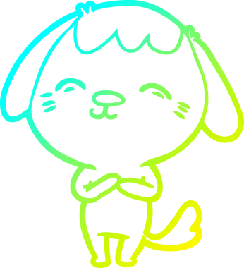 Bir insan tarafından çizilmiş mutlu çizgi film köpeğinin soğuk gradyan çizimi