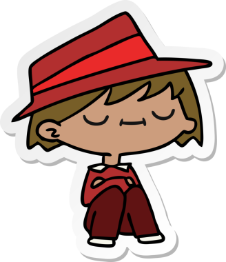 Bir insan tarafından çizilmiş sevimli bir kawai insanının serbest sticker karikatürü.