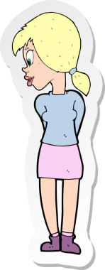 Bir insan tarafından çizilmiş güzel bir kızın çıkartması.