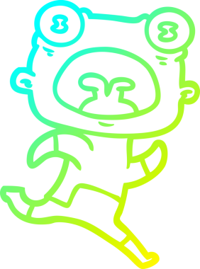 Bir çizgi filmin soğuk gradyan çizimi. Bir insan tarafından çizilmiş garip bir uzaylı.