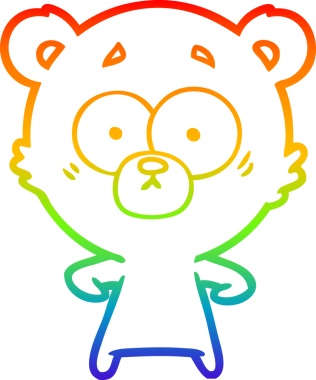 gökkuşağı gradyan çizimi şaşırmış bir kutup ayısı karikatürü bir insan tarafından çizildi