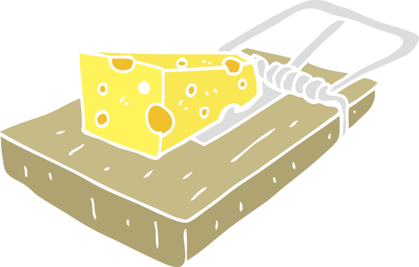 Bir insan tarafından çizilen fare kapanının düz renk çizimi