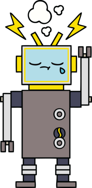 Bir insan tarafından çizilmiş ağlayan bir robot çizimi.