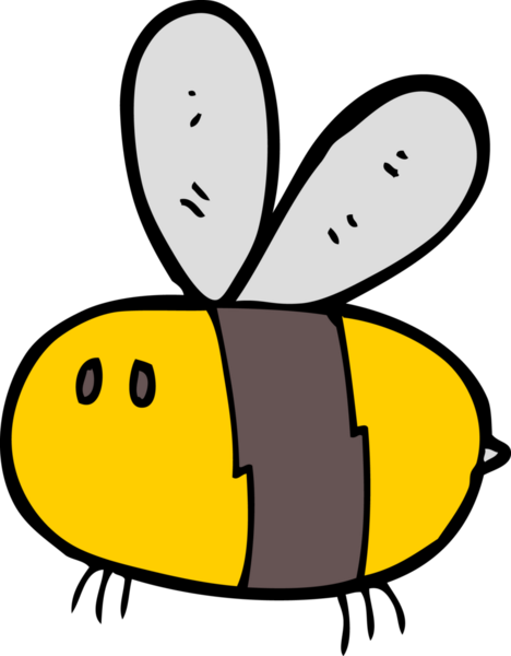 Bir insan tarafından çizilmiş çizgi film arısı.