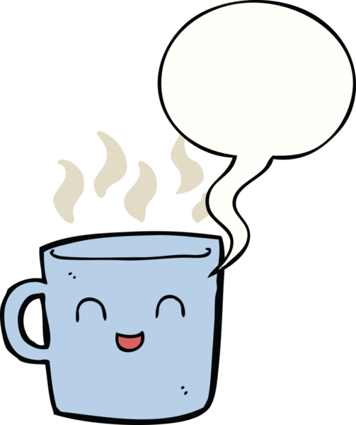 Bir insan tarafından çizilmiş tatlı kahve fincanı karikatürü.