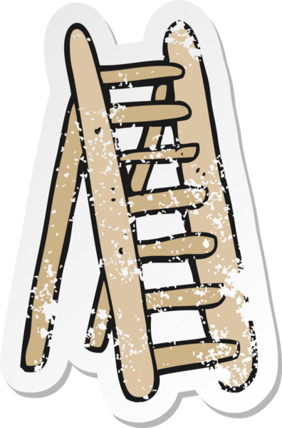 Bir insan tarafından çizilmiş bir karikatür merdiveninin gerilmiş çıkartması.