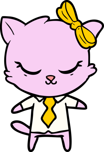 Bir insan tarafından çizilmiş sevimli çizgi film iş kedisi.