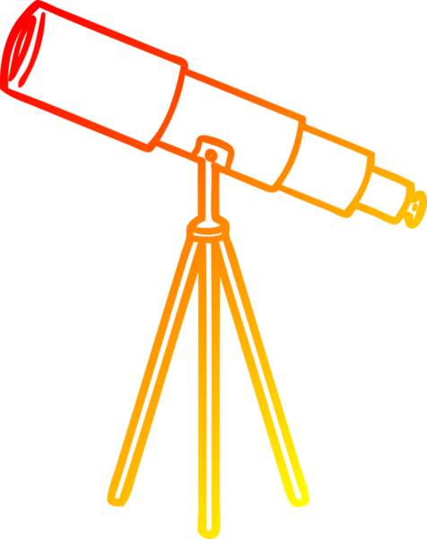 Bir insan tarafından çizilen çizgi film teleskopunun sıcak gradyan çizimi