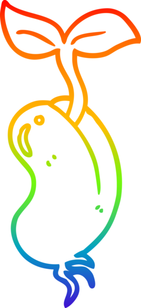 gökkuşağı gradyan çizgi çizimi bir insan tarafından çizilmiş filizlenen tohum