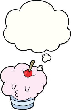 Bir insan tarafından çizilmiş düşünce balonlu kek.