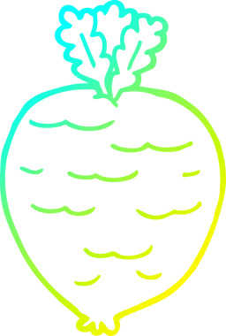 Bir insan tarafından çizilmiş karikatür kökü bitkisinin soğuk gradyan çizimi