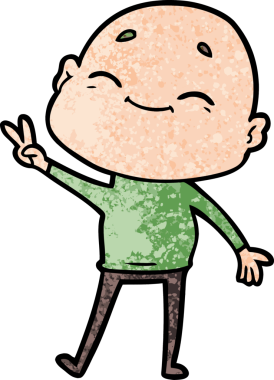 Bir insan tarafından çizilmiş mutlu, kel adam.