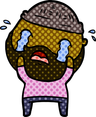 Çizgi film sakallı adam bir insan tarafından çizilmiş ağlıyor.