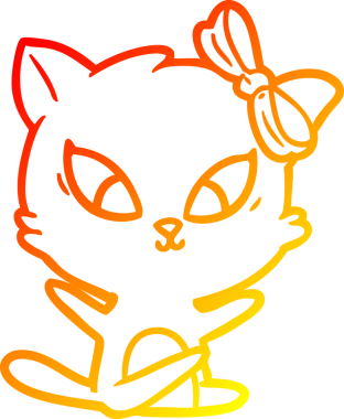 Bir insan tarafından çizilmiş çizgi film kedisinin sıcak çizgi çizimi