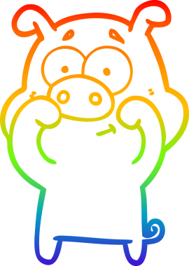 gökkuşağı gradyan çizimi mutlu çizgi domuz çizimi bir insan tarafından çizilmiş