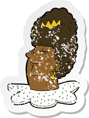 Bir karikatür kraliçesinin insan tarafından çizilmiş gerilimli çıkartması.