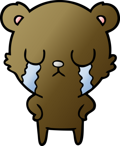 Bir insan tarafından çizilmiş ağlayan çizgi film ayısı.