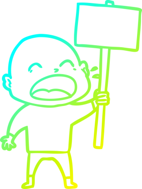 Bir insan tarafından çizilmiş kel adam diye bağıran bir çizgi film çizimi.