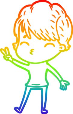 Gökkuşağı gradyan çizgi çizimi Bir insan tarafından çizilmiş bir çizgi kadın