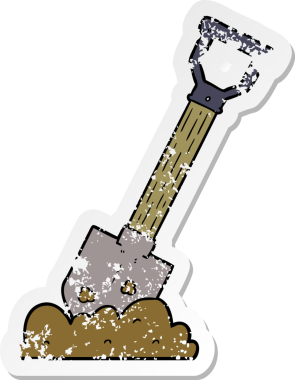 Bir insan tarafından çizilmiş karikatür kürek etiketi.