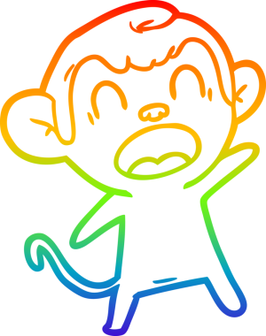 Bir insan tarafından çizilmiş bağıran çizgi film maymunu çizimi