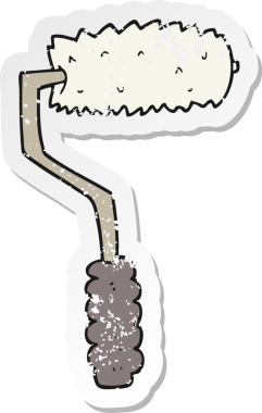 Bir insan tarafından çizilmiş bir karikatür boya rulosunun gerilimli yapıştırması.