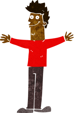 Bir insan tarafından çizilmiş mutlu bir adam.