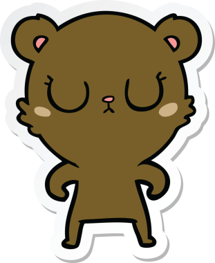 Bir insan tarafından çizilmiş barışçıl bir çizgi film ayısının çıkartması.