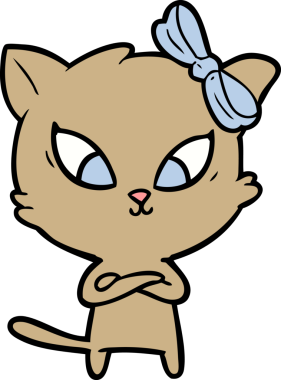 Bir insan tarafından çizilmiş çizgi film kedisi.