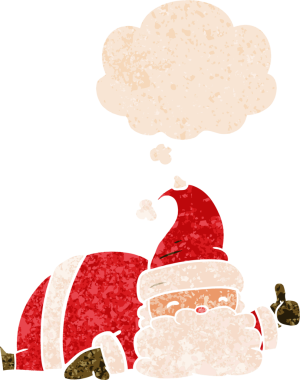 çizgi film uykulu noel baba grunge içinde düşünce balonu sıkıntılı retro dokuma tarzı bir insan tarafından çizilmiş