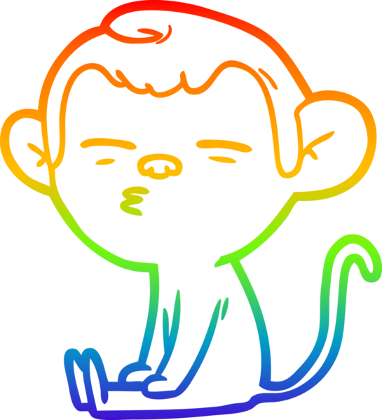 Gökkuşağı gradyan çizgi çizimi Bir insan tarafından çizilmiş şüpheli maymun