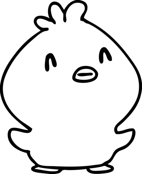 Bir insan tarafından çizilmiş mutlu küçük bir civciv çizgisi