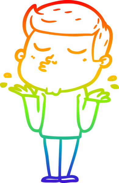 Gökkuşağı gradyan çizgi çizimi Bir insan tarafından çizilen çizgi film modeli adam