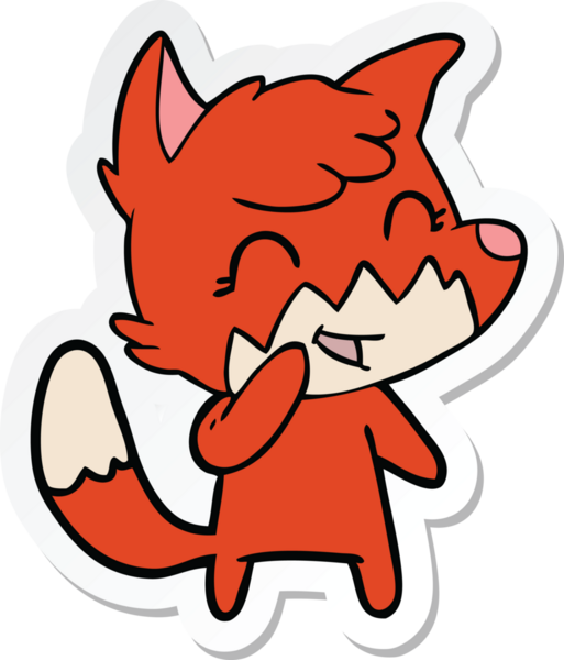 Bir insan tarafından çizilmiş mutlu bir tilkinin çıkartması.