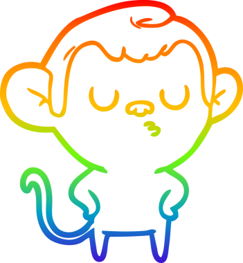 gökkuşağı gradyan çizgi çizimi bir insan tarafından çizilmiş bir maymun