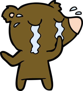 Bir insan tarafından çizilmiş ağlayan ayı karikatürü.