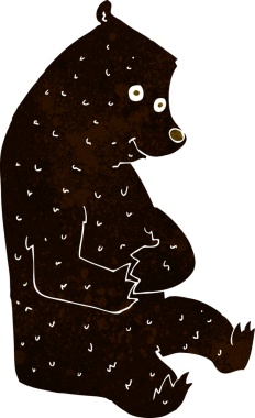 Bir insan tarafından çizilmiş mutlu siyah ayı.