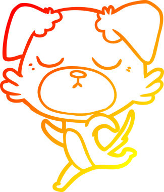 Bir insan tarafından çizilmiş sevimli bir köpeğin sıcak çizgi çizgisi.