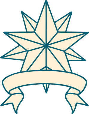 Bir insan tarafından çizilmiş geleneksel bir yıldız dövmesi