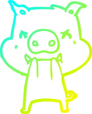 Bir insan tarafından çizilmiş kızgın çizgi film domuzu çizimi.